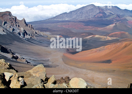 Vulcano Haleakala, vista nel cratere, STATI UNITI D'AMERICA, Hawaii Maui Foto Stock