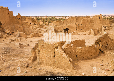 Rovine di vecchi Germa, la storica capitale dei Garamanti, Libia, Sahara Foto Stock