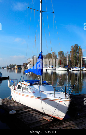 Barche a vela ormeggiata in un porto turistico Portland Oregon. Foto Stock