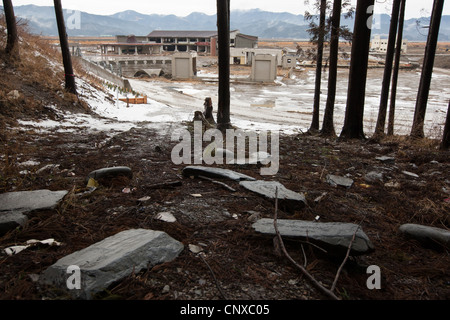 74 Bambini & dieci insegnanti hanno perso la vita a causa del maremoto che ha seguito il terremoto del 11marzo2011, a scuola Okawa, Giappone. Foto Stock