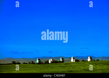 C'erano una volta l'originale elevatori della granella nel Canada occidentale...le ore di lavoro straordinario sono state sostituite da moderni ascensori Foto Stock