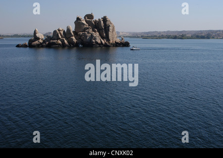 Lago Nasser visto da di Philae isola nei pressi di Aswan, Egitto. Foto Stock