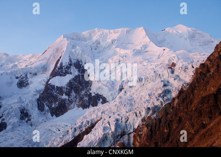 Illimani nella luce della sera, Bolivia, Ande Cordillera Real Foto Stock