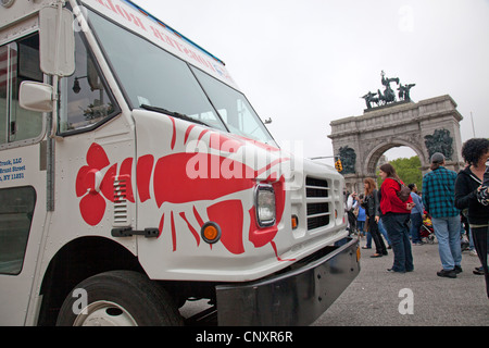 Carrello alimentare nel rally di Brooklyn NY Foto Stock