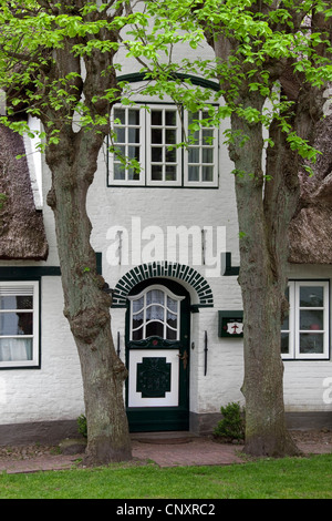 Frisone tradizionale casa di paglia a Nieblum sull isola di Föhr, Nordfriesland / Frisia settentrionale, Germania Foto Stock