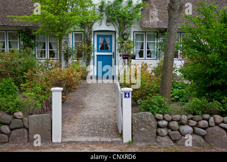 Frisone tradizionale casa di paglia a Nieblum sull isola di Föhr, Nordfriesland / Frisia settentrionale, Germania Foto Stock