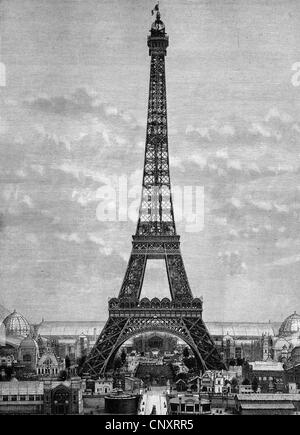 La torre Eiffel nel 1888, Parigi, Francia, storica incisione, 1888 Foto Stock