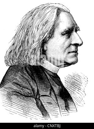 Franz Liszt, 1811-1886, compositore, pianista, conduttore, direttore del teatro, insegnante di musica e scrittore, ritratto, incisione storica Foto Stock