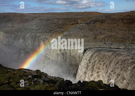 Cascata di Dettifoss e rainbow , Islanda, Dettifoss Foto Stock