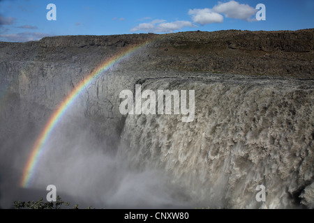 Cascata di Dettifoss e rainbow , Islanda, Dettifoss Foto Stock