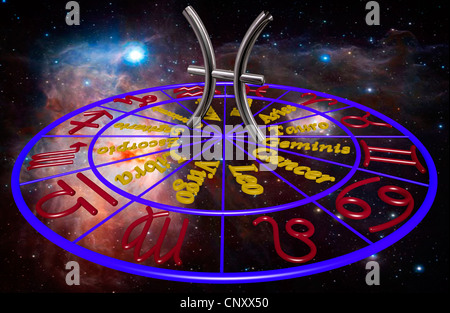 Segno zodiacale, pesci, 3D'illustrazione. Foto Stock