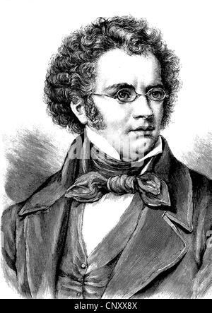 Franz Peter Schubert, 1797 - 1828, un compositore austriaco, la storica incisione su legno, circa 1897 Foto Stock