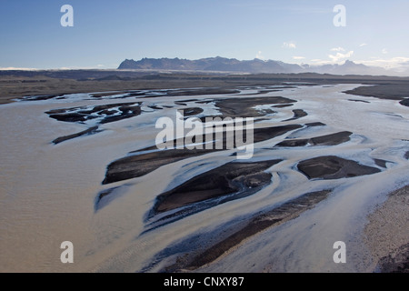 Ghiacciaio Skeidara river, Islanda, Vatnajoekull, Skaftafell Foto Stock