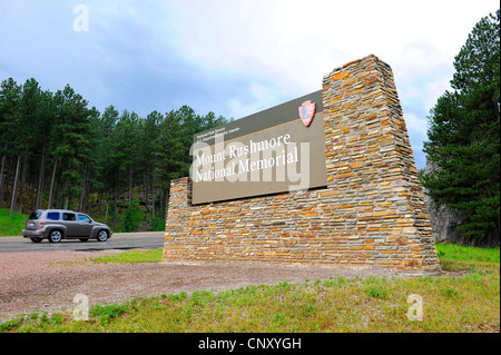 Segno di ingresso a monte Rushmore National Memorial Rapid City South Dakota Foto Stock