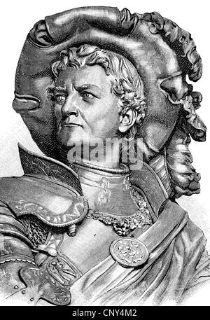 Franz von Sickingen, 1481 - 1523, libera il cavaliere imperiale del Sacro Romano Impero, leader del Renano e cavalieri sveva, hist Foto Stock