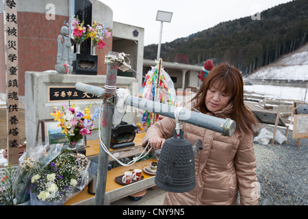 73 Bambini & dieci insegnanti hanno perso la vita a causa del maremoto che ha seguito il terremoto del 11marzo2011, a scuola Okawa, Giappone. Foto Stock