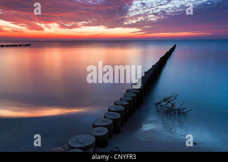 Tramonto al mare Baltico, Germania, Meclemburgo-Pomerania, Darss, Wustrow Foto Stock