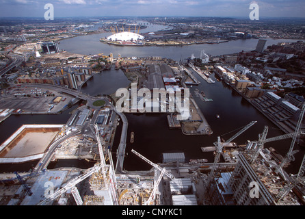 La costruzione della torre HSBC, Canary Wharf, Londra. Foto Stock