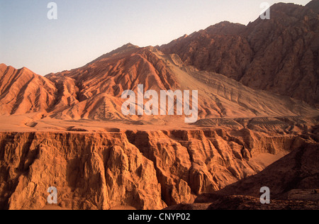 Cina, Xinjiang, Turpan, Flaming montagne, Foto Stock