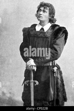 Kainz, Josef, 2.1.1858 - 20.9.1910, attore austriaco, come Amleto nel gioco 'Amleto' di William Shakespeare, Deutsches Theater, Berlino, 1905, , Foto Stock