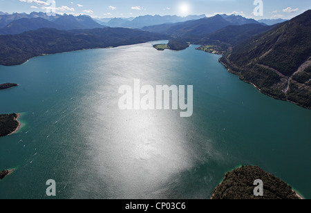 Il Lago Walchensee, vista verso sud-ovest, in Germania, in Baviera Foto Stock