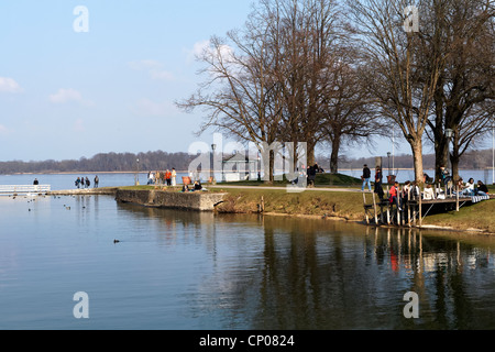 Stck Prien Peninsular in primavera, Chiemsee Alta Baviera Germania Foto Stock