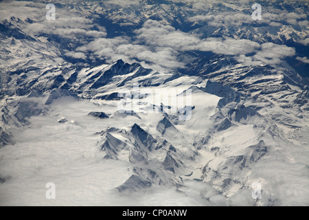 Vista aerea delle alpi austriache in inverno, Austria Foto Stock