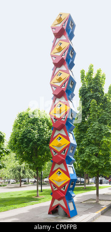 Moderno pippo Tiki Totem Pole di Portland Foto Stock