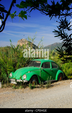 Un abbandonato 1302 Volkswagen maggiolino, numero di immatricolazione 48 RD 523. Da un Dalyan strada, Turchia. Foto Stock