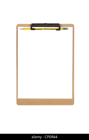 Un nuovo appunti con un foglio bianco di carta per copia di collocamento. Immagine è isolato su bianco per comodità di designer. Foto Stock