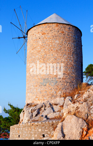 Mulino a vento a Hydra Island, Grecia Foto Stock