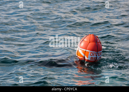 SCUBA Diving marcatore di superficie di boa palloncino SMB 'DIVER sotto bandiera" Foto Stock