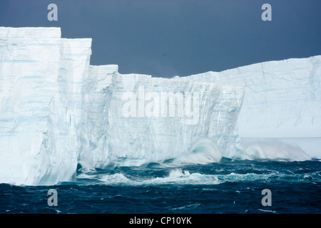 Mare di Weddell breakers pound grande Ice floes, parte di un ripiano di ghiaccio che si staccò dalla penisola antartica. Foto Stock
