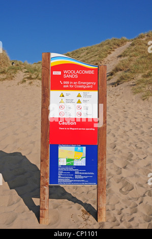 Pubblica informazione Baia a Woolacombe Foto Stock