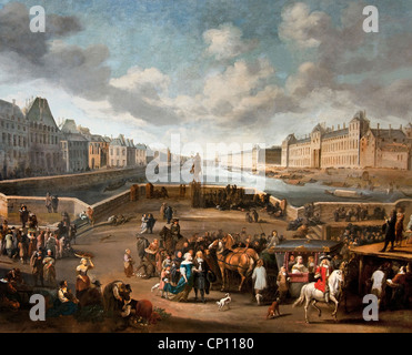 Il Louvre visto dal Pont Neuf - Le Louvre vu du Pont Neuf 1666 da Hendrick MOMMERS 1623-1693 olandese Paesi Bassi Foto Stock