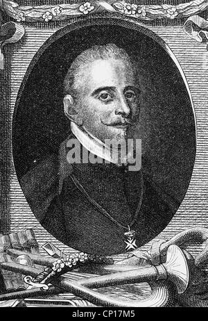 Vega Carpio, Felix Lope de, 25.11.1562 - 27.8.1635, poeta spagnolo, ritratto, ovale, incisione su rame di geyser dopo la verniciatura da Cadmona, artista del diritto d'autore non deve essere cancellata Foto Stock