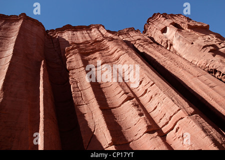 Ripide scogliere di arenaria nella Talampaya National Park, La Rioja, Argentina Foto Stock