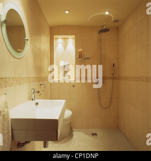 Montato a parete lavandino accanto al box doccia in bagno moderno Foto  stock - Alamy