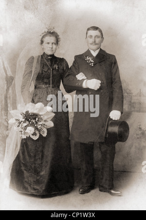 Persone, matrimonio, coppia nuziale, scheda armadio, circa 1890, diritti aggiuntivi-clearences-non disponibile Foto Stock