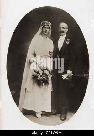 Persone, matrimonio, coppia nuziale, scheda armadio, circa 1900, diritti aggiuntivi-clearences-non disponibile Foto Stock