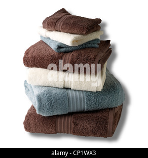 Ancora un colpo di vita di una pila di asciugamani per il bagno Foto Stock