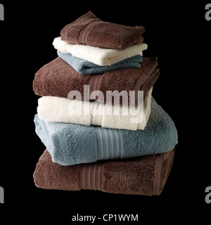 Ancora un colpo di vita di una pila di asciugamani per il bagno Foto Stock