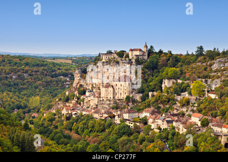 La città medievale di Rocamadour, nella valle della Dordogna, Midi-Pirenei, Francia. Foto Stock