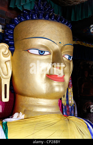 Statua di Buddha all'interno di Shey Gompa, monastero buddista, in Ladakh, India Foto Stock