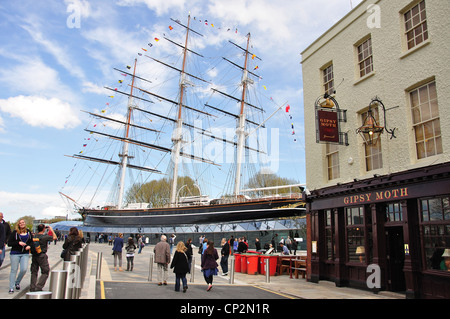 Il restaurato "Cutty Sark" Clipper Ship, Greenwich, London Borough of Greenwich, Greater London, England, Regno Unito Foto Stock