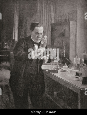 Louis Pasteur, 1822-1895, nel suo laboratorio. Chimico francese e microbiologo. Foto Stock