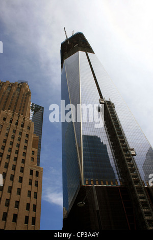 Costruzione di One World Trade Center (precedentemente la libertà Torre) nella parte inferiore di Manhattan. Foto Stock