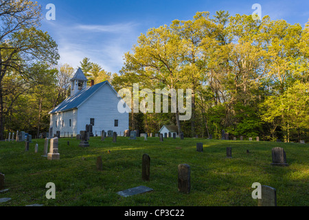 Cades Cove primitiva chiesa battista a Cades Cove nel Parco Nazionale di Great Smoky Mountains in Tennessee Foto Stock
