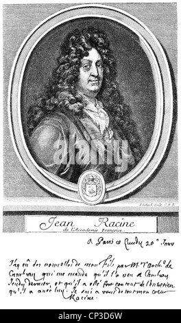 Jean Baptiste Racine, 1639 - 1699, un autore del classicismo francese, Historische Druck aus dem 19. Jahrhundert, Ritratto von J Foto Stock