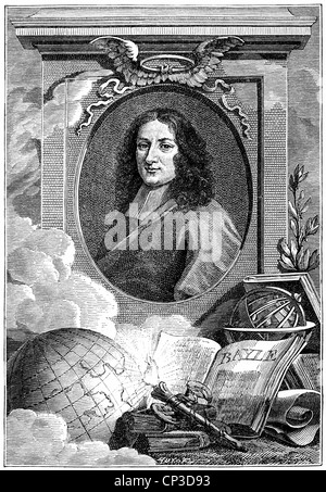 Pierre Bayle, 1647 - 1706, uno scrittore francese e filosofo, Historische Druck aus dem 19. Jahrhundert, Ritratto von Pierre Bayle Foto Stock